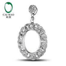 CaiMao Semi Mount  Pendant Oval cut Settings & 0.65 ct Diamond 18k White Gold Gemstone Engagement Fine Jewelry 2024 - buy cheap