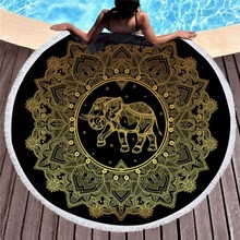 Elephant Printed Beach Towel Microfiber Bath Towel Large for Adults Beach Cover Up with Tassel Round Beach Towel Mats Home Decor 2024 - buy cheap