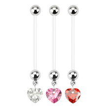 Heart PTFE Flexible CZ Crystal Pregnant Maternity Navel Belly Ring Piercing Body Jewelry 2024 - buy cheap