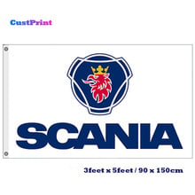 CustPrint 3x5 футов Scania грузовики логотип флаг баннер с 2 металлическими Люверсами 2024 - купить недорого