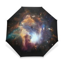 Guarda-chuva colorido para homens e mulheres, guarda-chuva dobrável automático para o espaço da galáxia colorida, estrela, meteor, 3 cores, à prova de vento 2024 - compre barato