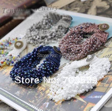 Pulseira de malha com contas multicoloridas, corrente de mão da moda, pulseira de malha, joias coreanas, joias com corrente de elo, frete grátis 2024 - compre barato