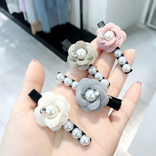 Korea Fashion Flowers Crystal Bangs Clip Camellia Hairpins Pearl Duckbill Clip Hair Clips Headband for Women Hair Accessories 2024 - buy cheap