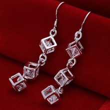 Hot Sale!!Free Shipping jewelry silver plated  Earring,Fashion jewelry silver plated Jewelry White Stone Earrings SMTE206 2024 - buy cheap