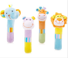 Infant Jungle Animals High Quality Soft Plush Squeaky Sticks Baby Rattles Elephant Giraffe Hippo Lion Toys For Children Gift 2024 - buy cheap