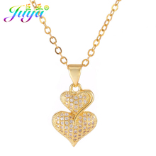 Juya micro pave zircon colar feito à mão ouro/rosa jóias de ouro pingente coração colar para o presente de jóias de casamento feminino 2024 - compre barato