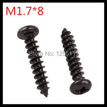 1000 Pcs/Lot M1.7X8 Pan Head steel with black micro electronic cross recessed phillips countersunk self tapping screw 2024 - buy cheap