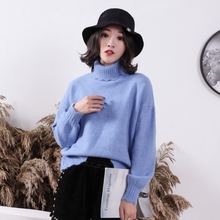 Womens Thick Warm Winter Sweater Korean Lace collar Candy color Pullovers Female Turtleneck Loose Jumper Tops pull femme hiver 2024 - buy cheap