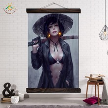 Samurai Female Fantasy Modern Canvas Art Prints Poster Wall Painting Scroll Painting Artwork Wall Art Pictures Home Decoration 2024 - buy cheap