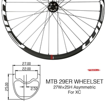 27mm wide Asymmterial Carbon Mountain Bike XC/Trail wheels Thru Axle Clincher Tubeless 29er Hookless MTB Wheelset 2024 - buy cheap