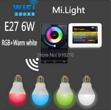 Ми свет E27 6 Вт Wi Fi RGBW (RGB + теплый белый) светодиодные лампы затемнения лампа Беспроводной 2.4 г Wi-Fi контроллер ibox 2024 - купить недорого