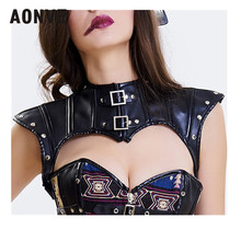 Aonve Steampunk Corset Accessories Gothic Shoulder Strap Women Korse Black Faux Leather Corsage Femme Punk Goth Clothing S-2XL 2024 - buy cheap