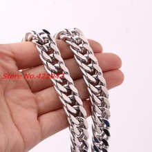 New Charming Design 7-40" 14mm Heavy Silver color High Polished 316L Stainless Steel Men's Curb Cuban Chain Necklace 2024 - buy cheap