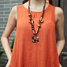 Cadena Bohemia Y2K hecha a mano para mujer, collar con colgante de elefante de madera, estilo étnico, cadena para la camisa 2024 - compra barato