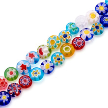 Handmade Millefiori Flat Round Glass Beads Colorful Flower Loose Beads 6x3mm for Bracelet Jewelry Making DIY 66pcs/strand 2024 - buy cheap