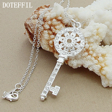 DOTEFFIL 925 Sterling Silver 18 Inch Chain AAA Zircon Round Key Pendant Necklace For Woman Fashion Wedding Charm Jewelry 2024 - buy cheap