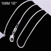 10pcs/lot Promotion! wholesale 925 silver necklace, 925 silver fashion and graceful jewelry Snake Chain 1mm 16 inches Necklace 2024 - buy cheap