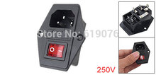 3 pinos iec320 c14 módulo de entrada plug fusível interruptor macho tomada 10a 250v vermelho