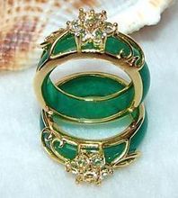 Free shipping@@2PCS Hand Carvings Green Natural stone Ring Size 7,8,9# 2024 - buy cheap