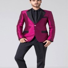 Latest Coat Pant Designs Hot Pink Satin Men Suit Formal Skinny Shining Blazer Masculino Prom Modern Custom 2 Piece Jacket 2024 - buy cheap