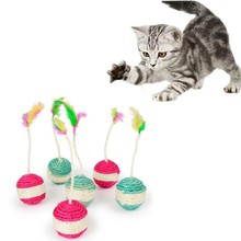 Funny Pet Cat Kitten Toy Rolling Sisal Scratching ball Cat Kitten Play Dolls Tumbler Ball Pet Cat Toys Interactive Feather Toy 2024 - buy cheap