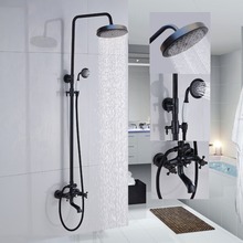 Juego de Grifo de ducha de baño de lluvia de bronce, montado en la pared, grifo mezclador de bañera, doble manija, KD220 2024 - compra barato