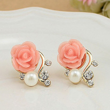 Lzeshine 2020 Fashion Jewelry Pearl Earrings Rose Flower Pearl Swa Elements Austrian Crystal Flower Earrings Wholesale 2024 - buy cheap