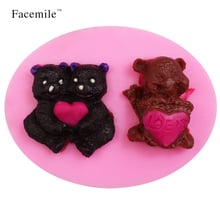 kitchen accessories bear heart shape valentine's day diy soap silicone mold fondant mold bakery biscuit cake decoration mold 2024 - buy cheap