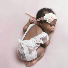 Accesorios de fotografía de recién nacido disfraz infantil mono de princesa Linda ropa de niño niña hecha a mano bebé niña encaje mameluco blanco 2024 - compra barato