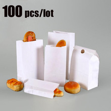 100 unids/lote de bolsas de papel Kraft blanco de alta calidad, bolsas pequeñas de regalo para comida, té, sándwich, pan, bolsas de regalo 2024 - compra barato