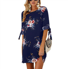 Женское летнее платье в стиле бохо с цветочным принтом, шифоновое пляжное платье, туника, сарафан, свободные Мини Вечерние платья Vestidos размера плюс 5XL 2024 - купить недорого