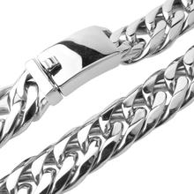 ¡Novedad! Collar de cadena cubana Miami de acero inoxidable de 16mm con cierre de joyería para hombre, collar de Color plateado 2024 - compra barato