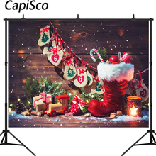 Capisco background for photo studio christmas boots wood snow gift candy cane backdrop photobooth photocall decor photoshoot 2024 - buy cheap