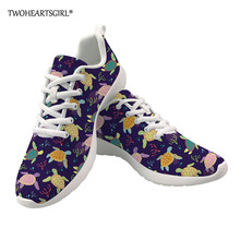 Twoheartsgirl-Zapatos informales para mujer, zapatillas planas con estampado de mar, a la moda, color blanco 2024 - compra barato