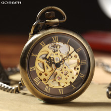 Роскошные ретро механические карманные часы с цепочкой, роскошные ручные металлические брелки, часы Relogio De Bolso, подарки для мужчин и женщин 2024 - купить недорого