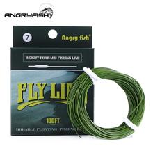 ANGRYFISH WF 5F/6F/7F 100FT Dloating Fly Fishing Line Weight Forward Floating Nylon Backing Line Tippet Tapered Leader Loop Army Green 2024 - buy cheap
