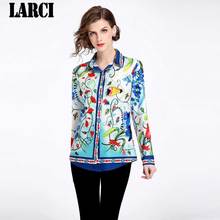 LARCI Runway Tops Designers 2018  Women Long Sleeve Floral Print Blouse Luxury Brand Shirts Vintage Blouses Blusa Feminina N1701 2024 - buy cheap