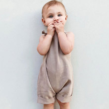 Summer Cute Newborn Baby Girls Solid Color Linen Cotton Romper Jumpsuit Outfits Children Boys Clothes 0-24M 2024 - buy cheap