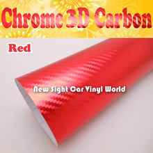 Высококачественный красный хром Карбон винил для автомобиля обертывания воздушный пузырь свободный размер: 1,52*30 м/рулон 2024 - купить недорого