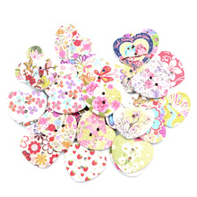 50pcs Mixed 25x22mm Wooden Heart Buttons For Clothing Needlework Scrapbooking Wood Botones Decorative Crafts Diy Accessories 2024 - buy cheap