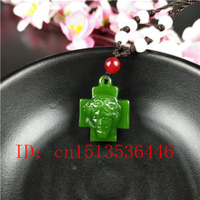 Pingente de cruz chinesa esculpida, pingente de jade natural, verde, joias da moda, presentes de amuleto da sorte 2024 - compre barato