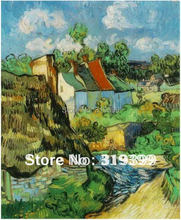 100% handmade Vincent Van Gogh Oil Painting reproduction on linen canvas,Houses in Auvers,Free DHL Shipping,Museum quality 2024 - buy cheap