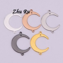 ZHU RU 10pcs/lot 22*16.5mm Double hanging hole smooth Moon Hidden weapon darts shape charms pendant Earrings Jewelry for DIY 2024 - buy cheap
