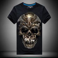 Мужская футболка с 3D черепом NEW2019, футболка с коротким рукавом и круглым вырезом в стиле хип-хоп 2024 - купить недорого