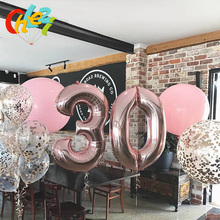 Фольгированные гелиевые шары, украшение для дня рождения, свадьбы, празднования, 40 дюймов, розовое золото, серебро, розовый, синий цвет, большие размеры 2024 - купить недорого