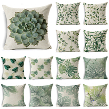 WZH Tropical Plants Cushion Cover 45x45cm Linen Decorative Pillow Cover Sofa Bed Pillow Case 2024 - buy cheap