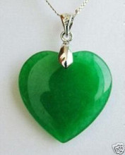 Colgante de plata en forma de corazón de Jadestone, color verde, a la moda 2024 - compra barato