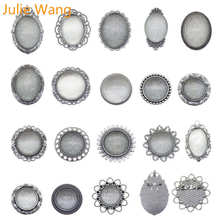 Juta wang 2 peças de broche de mistura aleatoriamente, base de colocação em branco de prata antiga com cabochão de vidro, fabricação de joias diy 2024 - compre barato