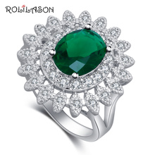 Австралийские зеленые фианиты для женщин, белые кольца с кристаллами, серебряный цвет, печатные модные ювелирные изделия JR2167. 2024 - купить недорого