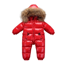 Traje de nieve para bebé recién nacido, ropa de abrigo de invierno con cuello natural, chaqueta de invierno para niño, chaquetas de invierno para niñas y niños 2024 - compra barato